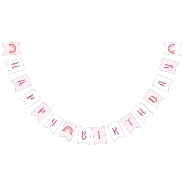 Bandeirinha Feliz Aniversário do Arco-Íris Rosa-Rosa Moderno (Todos)