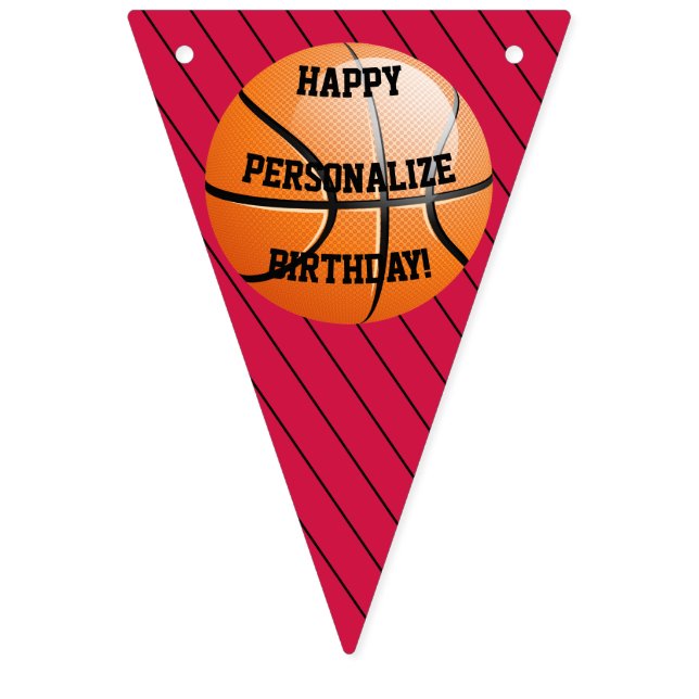Bandeirinha Feliz Aniversário do Basquete Personalizado (Primeira Bandeira)