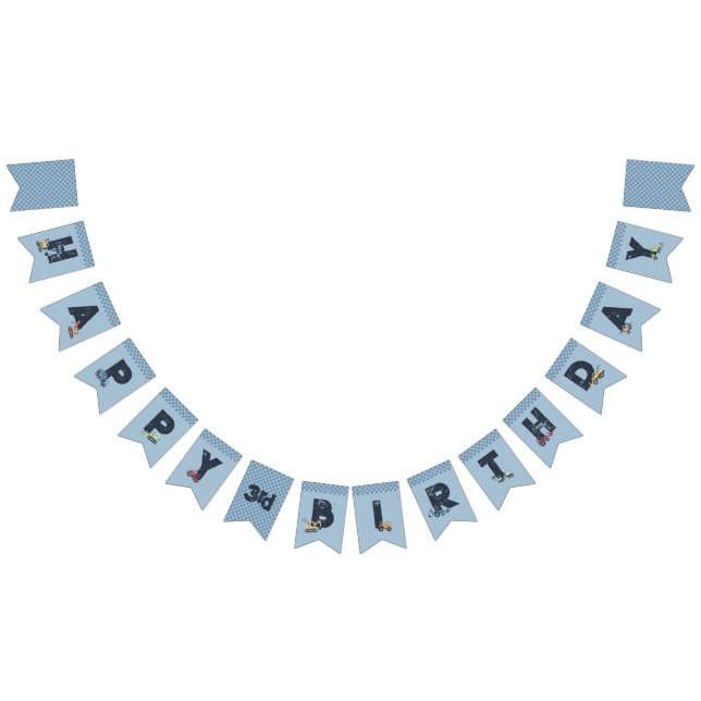 Bandeirinha Feliz Aniversário do Caminhão de Construção Person (Todos)