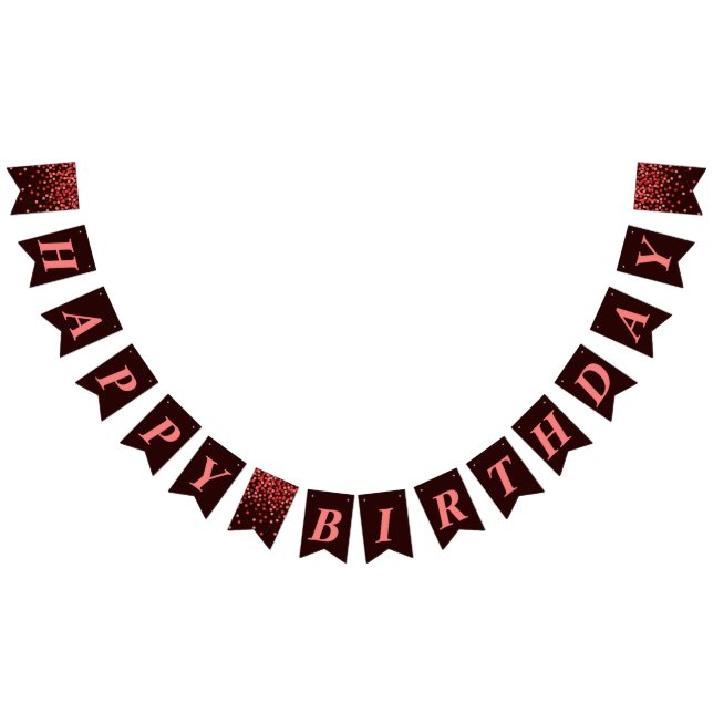 Bandeirinha Feliz Aniversário do Chic Black and Red Confetti (Todos)