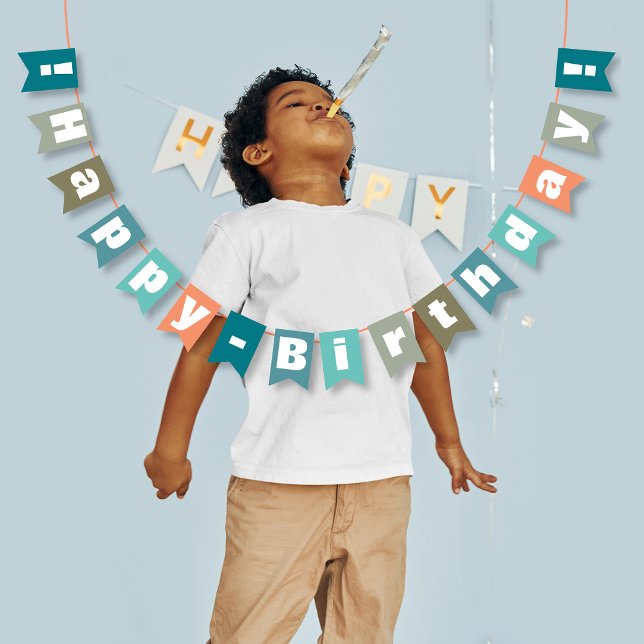 Bandeirinha Feliz Aniversário do Coral Azul Personalizado (Criador carregado)