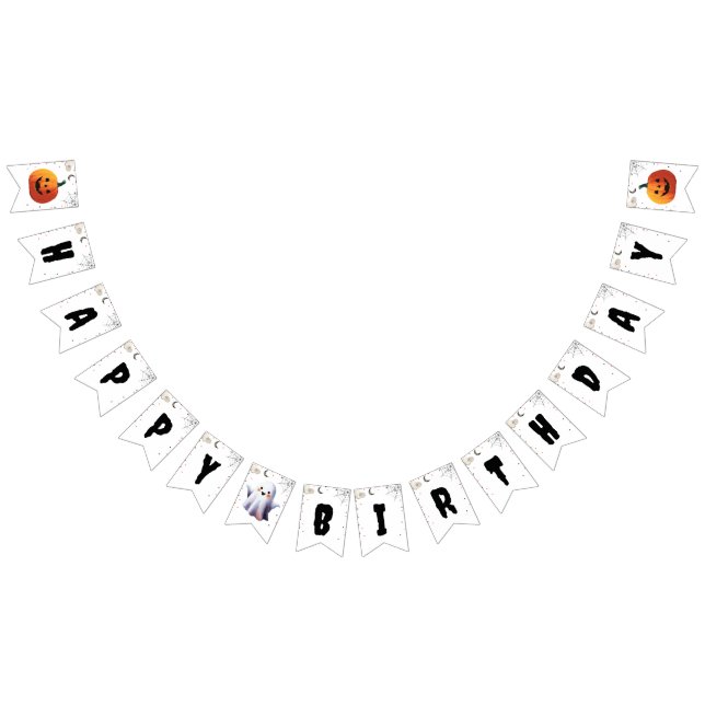 Bandeirinha Feliz Aniversário do Ghost Boy do Bom Halloween (Todos)