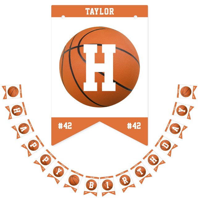 Bandeirinha Feliz Aniversário do Jogador do Esporte de Basquet (Criador carregado)