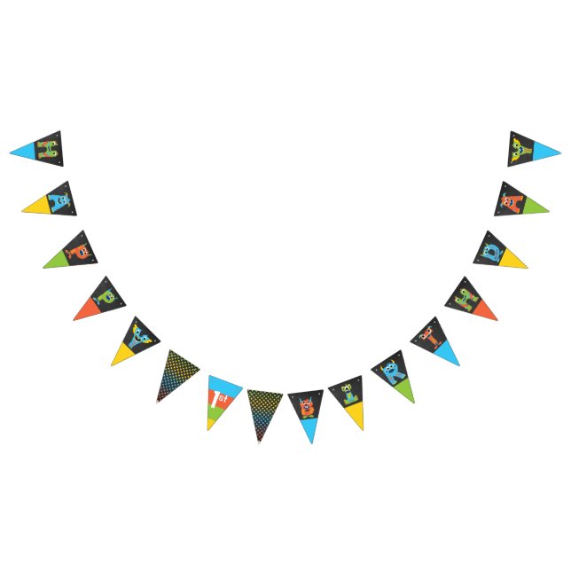 Bandeirinha Feliz aniversário do Monstro Chalkboard (Todos)