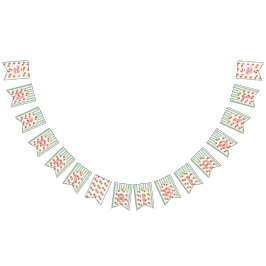 Bandeirinha Feliz Aniversário do Morango Verde e Branco