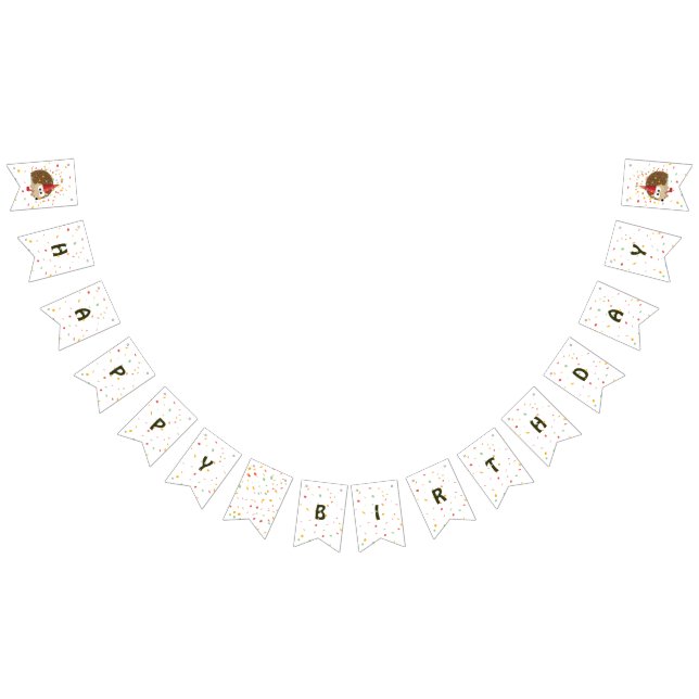 Bandeirinha Feliz Aniversário do Partido Confetti Hedgehog (Todos)