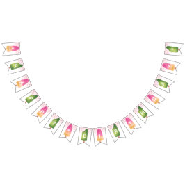 Bandeirinha Feliz aniversário do picolé rosa e verde