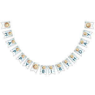 Bandeirinha Feliz aniversario do príncipe Leão Selva