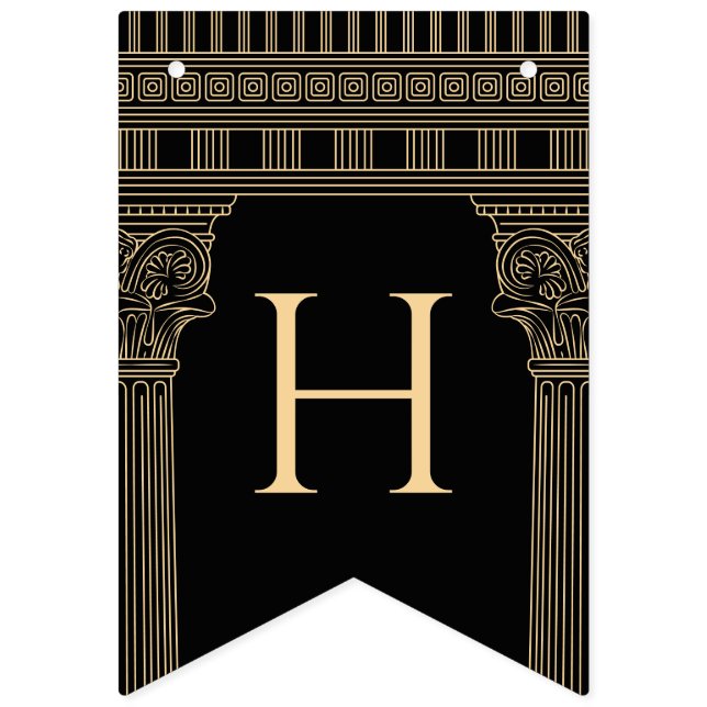 Bandeirinha Feliz aniversário do templo grego com cores person (Segunda Bandeira)