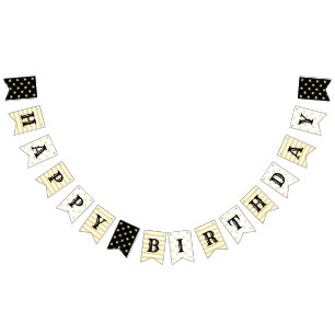 Bandeirinha Feliz Aniversário Dourado Decor Elegante Moderno 