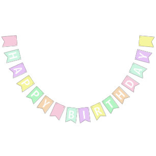 Bandeirinha Feliz Aniversário em Cores Pastel