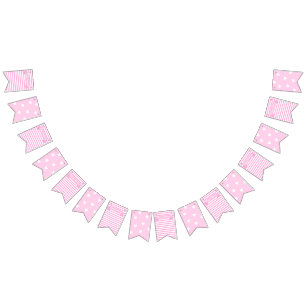 Bandeirinha Feliz aniversário!   Estrias e Corações cor-de-ros