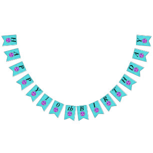 Bandeirinha Feliz Aniversário Fantasia Roxo Moon Yellow Stars