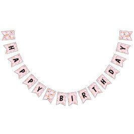 Bandeirinha Feliz Aniversário Feliz do Dia das Bruxas Rosa