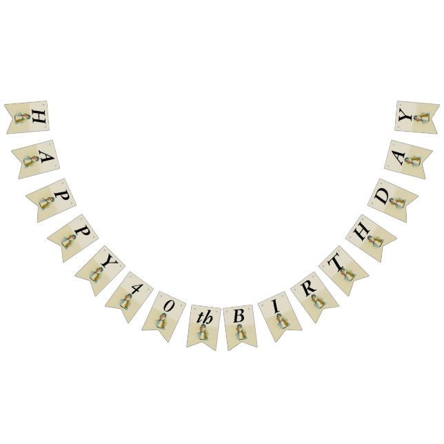 Bandeirinha Feliz Aniversário, Garota Vitoriana Com Bonecas (Todos)