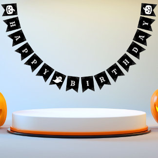Bandeirinha Feliz Aniversário Ghost-Pumpkin Halloween