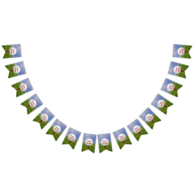 Bandeirinha Feliz aniversário Golf Ball em teia vermelha (Todos)