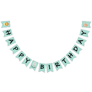 Bandeirinha Feliz Aniversário Hippo Cute Party Animal