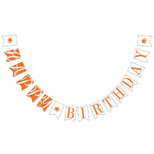 Bandeirinha FELIZ ANIVERSÁRIO Laranja E Branco
