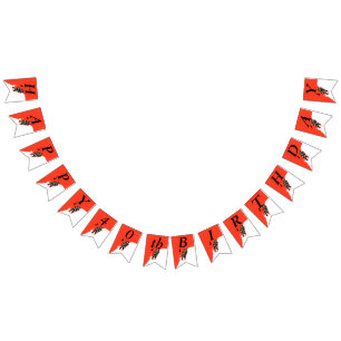 Bandeirinha Feliz Aniversário Meninos Andando Vermelho De Neve