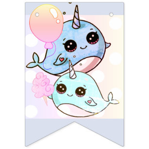 Bandeirinha Feliz aniversario Narwhal