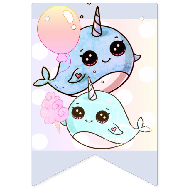 Bandeirinha Feliz aniversario Narwhal (Primeira Bandeira)