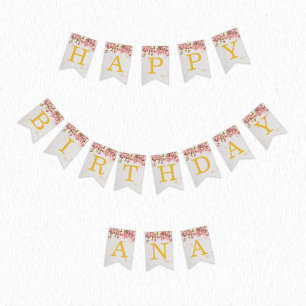 Bandeirinha Feliz Aniversário Orchideas Nome de 3 Letras Menin
