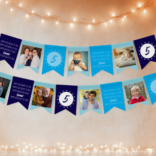 Bandeirinha Feliz aniversário para você qualquer foto azul