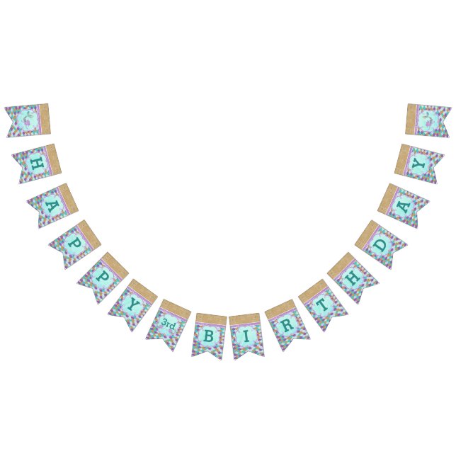 Bandeirinha Feliz aniversário Personalizado Festa de Sereia (Todos)