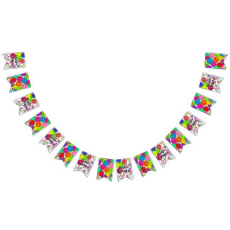 Bandeirinha Feliz Aniversário Pickleball Balões Confetti White