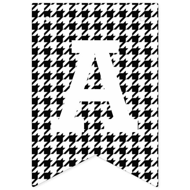 Bandeirinha Feliz aniversario preto e branco de Houndstooth (Terceira bandeira)