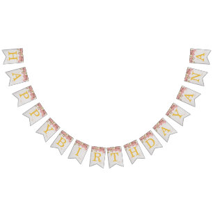 Bandeirinha Feliz Aniversário Rosa 3 Letra Nome Orquídea Rap