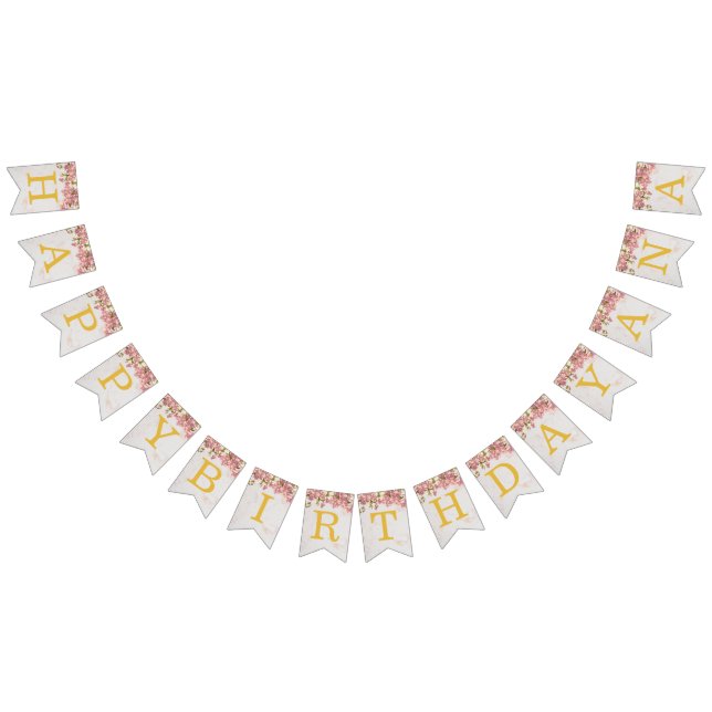 Bandeirinha Feliz Aniversário Rosa 3 Letra Nome Orquídea Rapar (Todos)