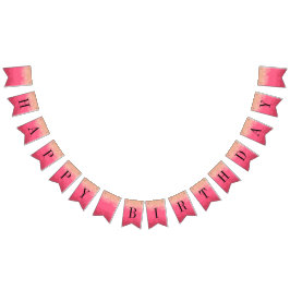 Bandeirinha Feliz Aniversário Rosa Brilhante Com Dourada Largu