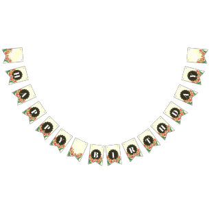 Bandeirinha Feliz Aniversário Roxo Iris Bolinhas Negras