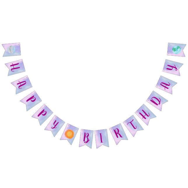 Bandeirinha Feliz Aniversário Sol E Planetas Bunting (Todos)