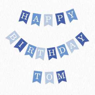 Bandeirinha Feliz Aniversário Tom 3 Letras Nome Menino Homem