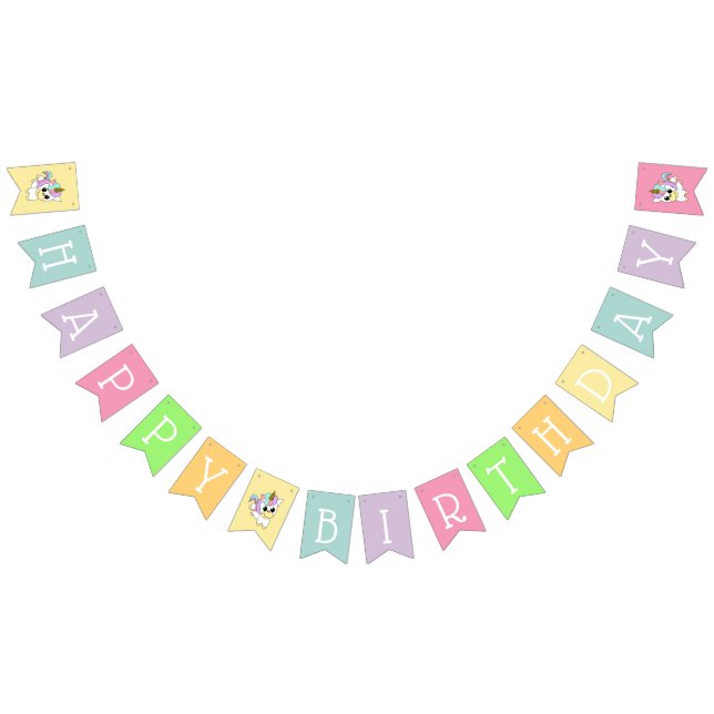 Bandeirinha Feliz Aniversário Unicórnio (Todos)
