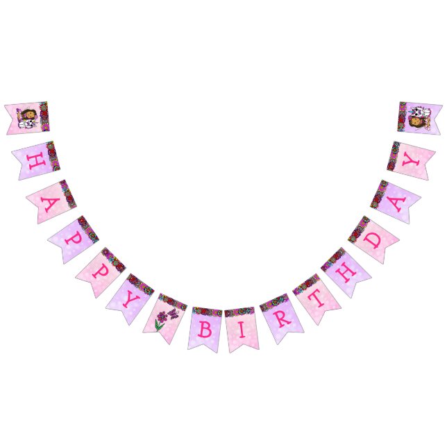 Bandeirinha Feliz Aniversário Unicórnio e Fairies Banner (Todos)