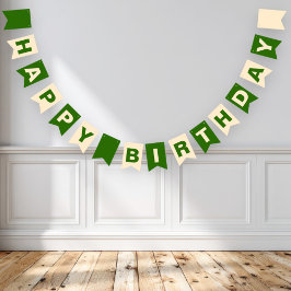 Bandeirinha Feliz Aniversário Verde e Bege