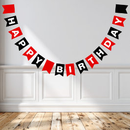 Bandeirinha Feliz Aniversário Vermelho e Preto