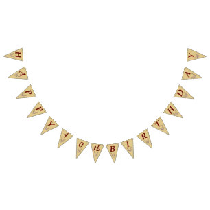 Bandeirinha Feliz Aniversário Vermelho Trophy Deer Head Antler