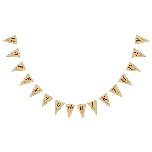 Bandeirinha Feliz Aniversário Vermelho Trophy Deer Head Antler (Todos)