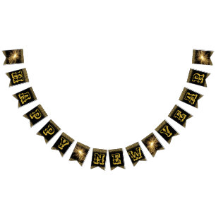 Bandeirinha Feliz ano novo Big Dourado Letters