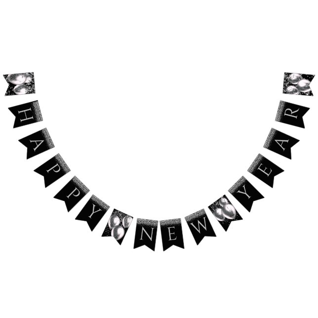 Bandeirinha Feliz ano novo de prata (Todos)