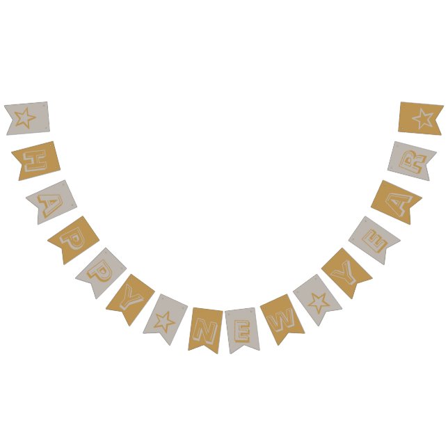 Bandeirinha Feliz ano novo Dourado e prateado (Todos)