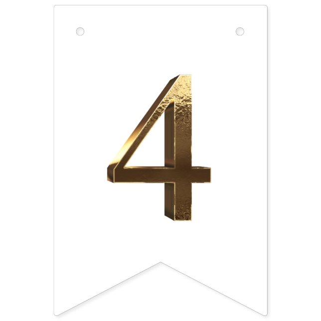 Bandeirinha Feliz ano novo Dourado Elegante 2024 Números Branc (Quinta Bandeira)