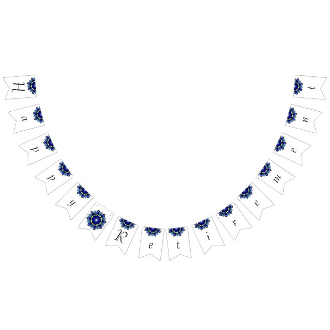 Bandeirinha Feliz aposentadoria. Mandala em azul escuro (Todos)