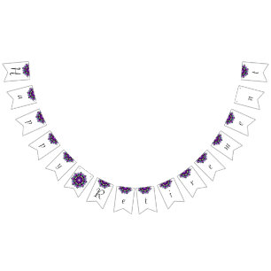 Bandeirinha Feliz aposentadoria. Mandala em roxo