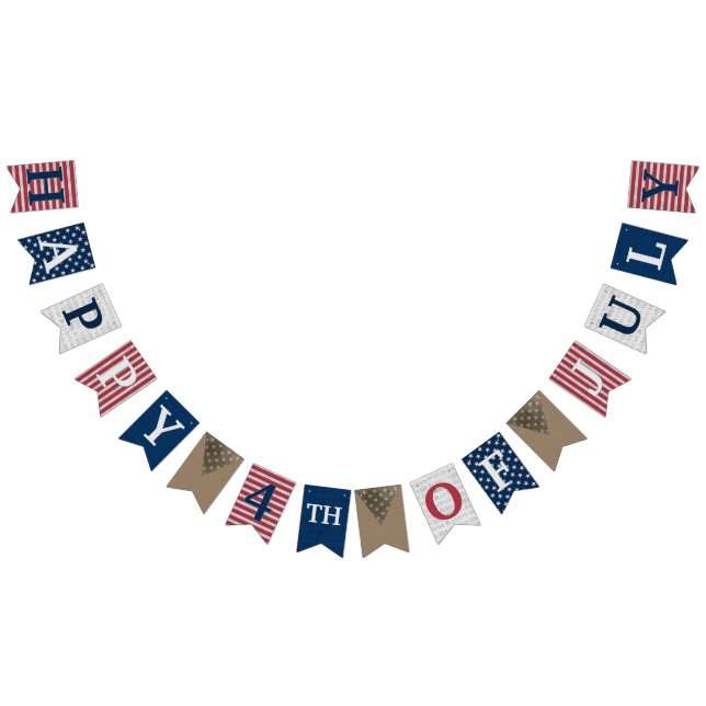 Bandeirinha Feliz Banner de Bunting de 4 de julho (Todos)